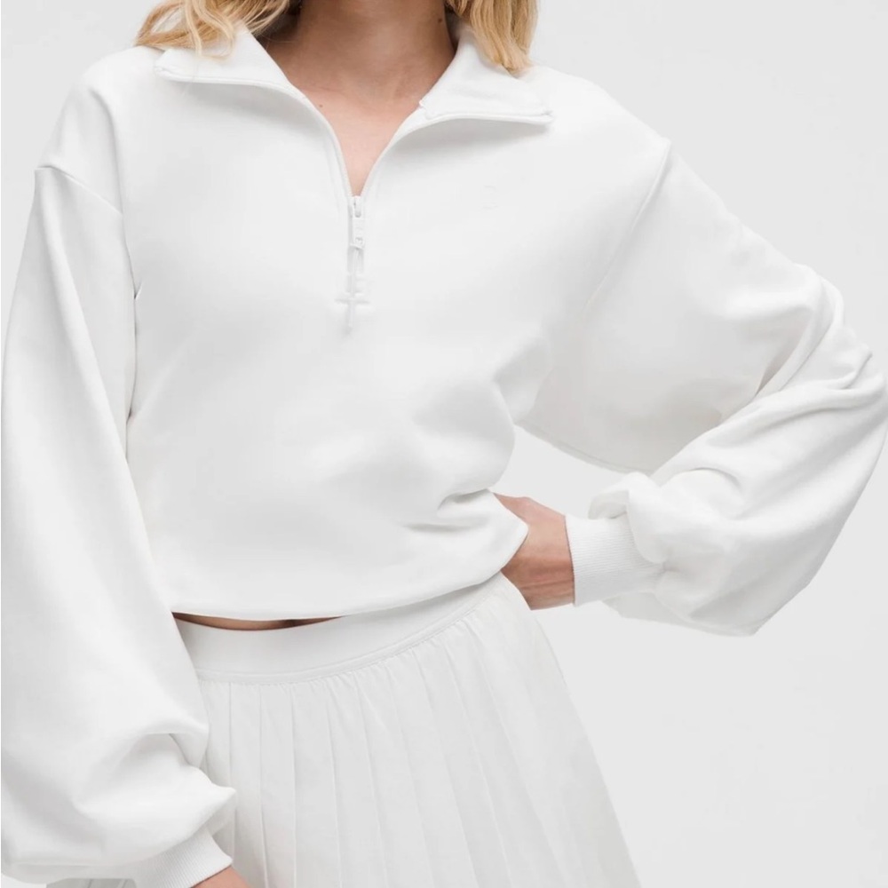 LuluLemon Cotton Terry Tennis Half Zip Oversized Sweater - SMALL